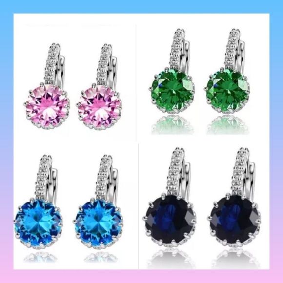 Crystal stud earrings top quality zircon earrings women crystal #350 - Picture 1 of 5